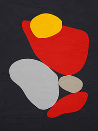 Minimalistische abstrakte Kunst mit organischen Formen in Schwarz- und Rottönen von Online Arts