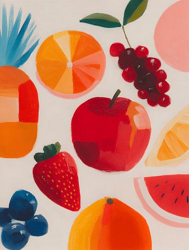 Modern Fruit Stilleven in Grafische Stijl
