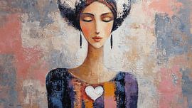 Floating Heart Lantern Emotional Abstract Portrait by Aden Pink Studio