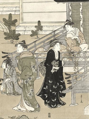 Vintage Japanse courtisanes  - Vintage Japanse kunst - Japanse vrouwen in kimono's -