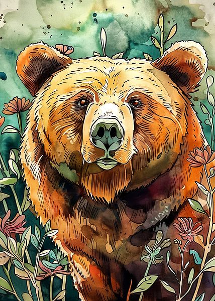 Tier Bär Aquarell Tier Kunst von JBJart Justyna Jaszke