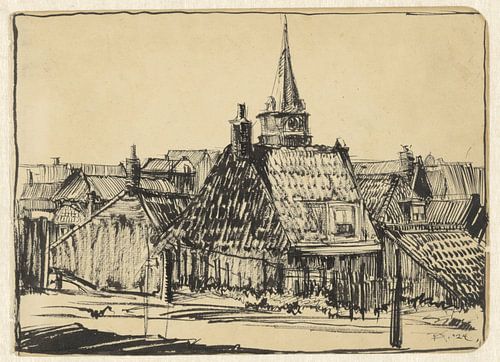 Dick Ket, Vue de maisons et d'une église à Scheveningen, 1924