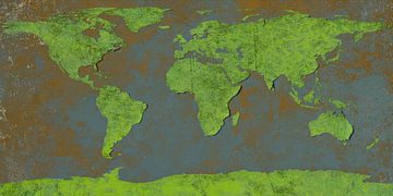 Afbladderende wereldkaart, groen