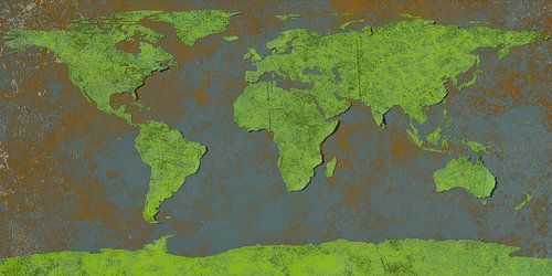 Peeling Paint World Map, Green