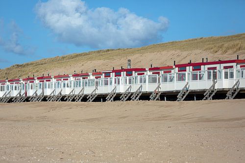 Strandhuisjes op strand Egmond aan  Zee