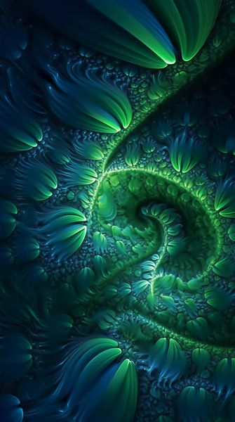 Blue-Green Fractals by Mysterious Spectrum