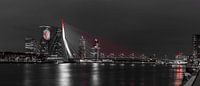 Feyenoord projectie op 'De Rotterdam' panorama black and white par Midi010 Fotografie Aperçu