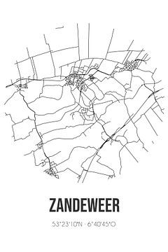 Zandeweer (Groningen) | Carte | Noir et blanc sur Rezona