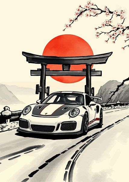 Porsche 911 GT3 RS Red Sun and Torii Gate 5 by MIROKKU