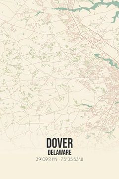 Vintage landkaart van Dover (Delaware), USA. van MijnStadsPoster