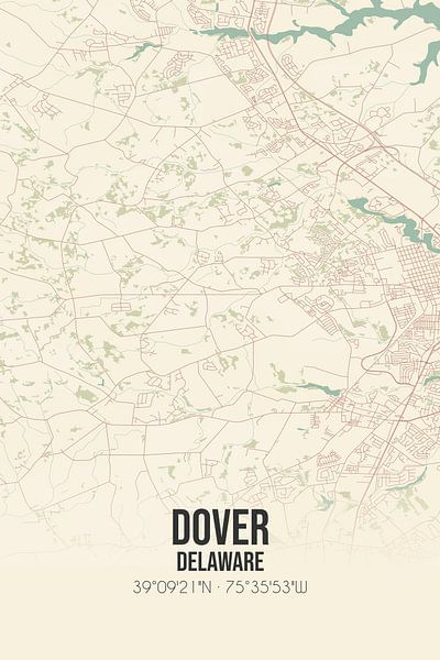 Carte ancienne de Dover (Delaware), Etats-Unis. par Affiches de lieux