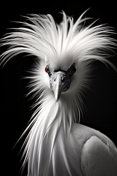 Minimalist bird portrait in black and white