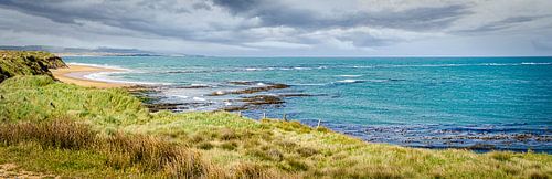 Panorama van een baai aan de Zuidkust, Nieuw Zeeland