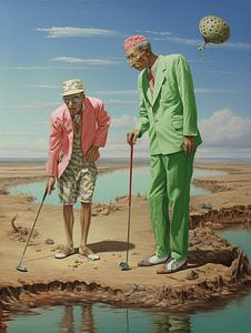 Strand Golfen alte Männer surreal Landschaft Skurril unwirklich