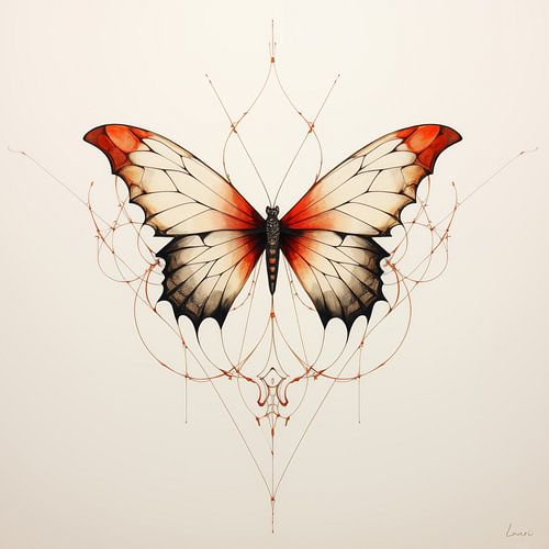 Vlinder in verschillende warme tinten