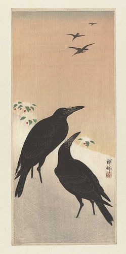 Krähen im Schnee, Ohara Koson