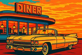 Golden Hour Diner - Amerikanische Träume in Pop Art Style von MArt