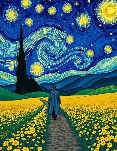 Wandelende man in mooie tuin