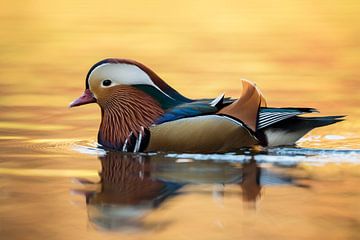 Mandarin Duck ( Aix galericulata ), colorful drake in breeding dress van wunderbare Erde