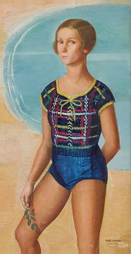 Ángel Zárraga - Badgasten, Emerald Coast (Portret van Martine Abraham) (1935) van Peter Balan