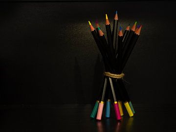 Still life with coloured pencils