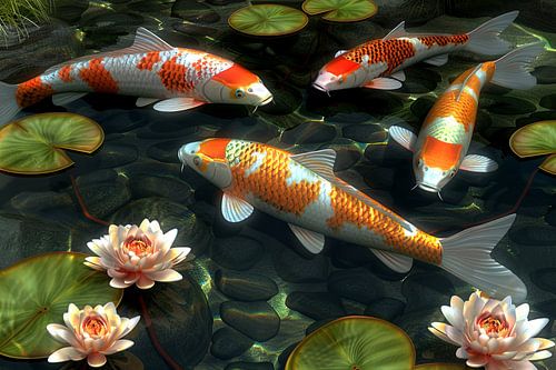 Koi karpers vissen in een vijver