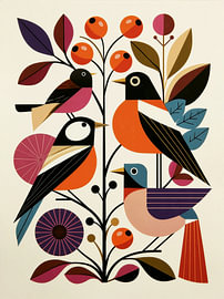 Vogels en bloemen in Scandinavische folk art van Lina van Oers