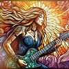 Gitariste en rock chick van Digital Art Nederland