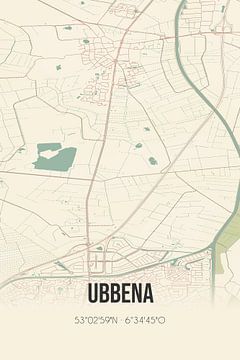 Vintage map of Ubbena (Drenthe) by Rezona