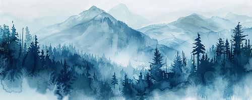 Waterverf Berglandschap