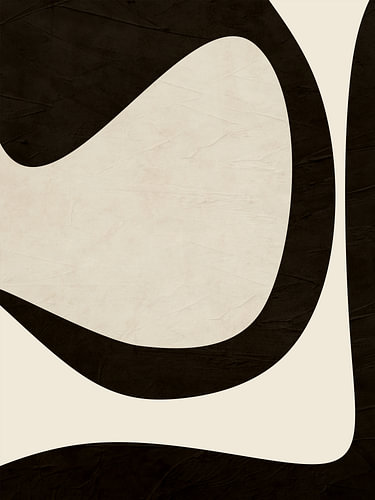 Abstracte, geometrische, minimalistische kunst met organische vormen in aardetinten