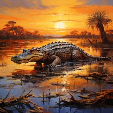 Crocodile in savannah by The Xclusive Art