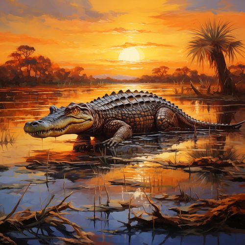 Krokodil in savanne