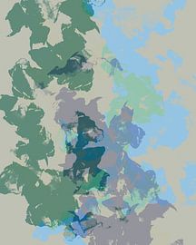 Organic shapes. Modern abstract art in pistachio, mint, lilac, blue by Dina Dankers