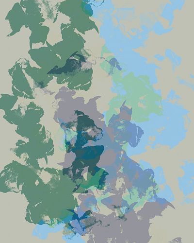 Organische vormen. Moderne abstracte kunst in pistache, mint, lila, blauw
