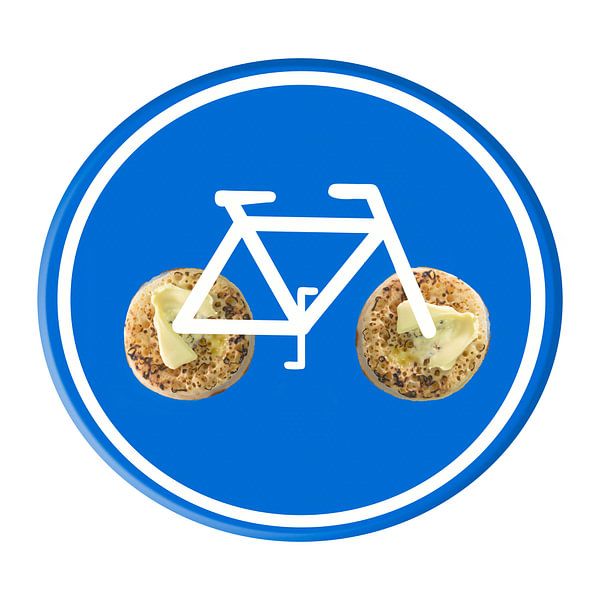 Crumpet fietspad verkeesbord van Grüntyers .