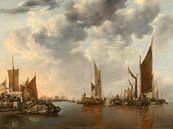 Meereslandschaft mit Schiffen, Jan van de Cappelle von Meisterhafte Meister Miniaturansicht