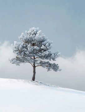 Minimalisme van bevroren bomen van fernlichtsicht