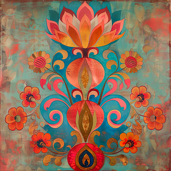 Totem de fleurs colorées