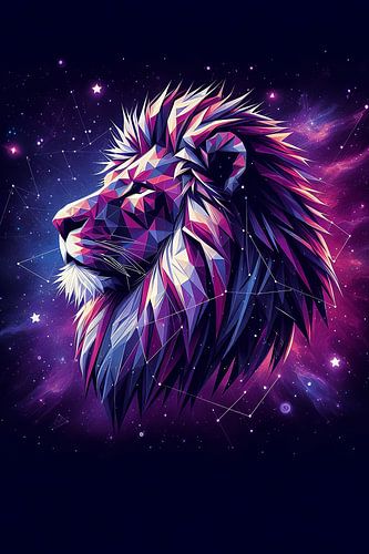 Lion with futuristic background