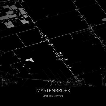 Schwarz-weiße Karte von Mastenbroek, Overijssel. von Rezona