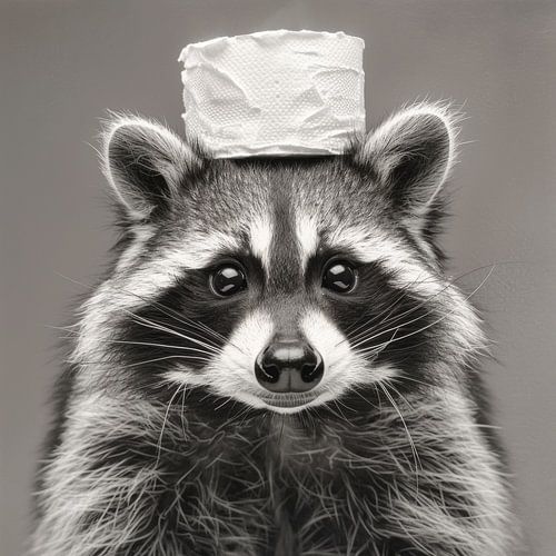 Raccoon with toilet roll - A humorous bathroom picture for your toilet