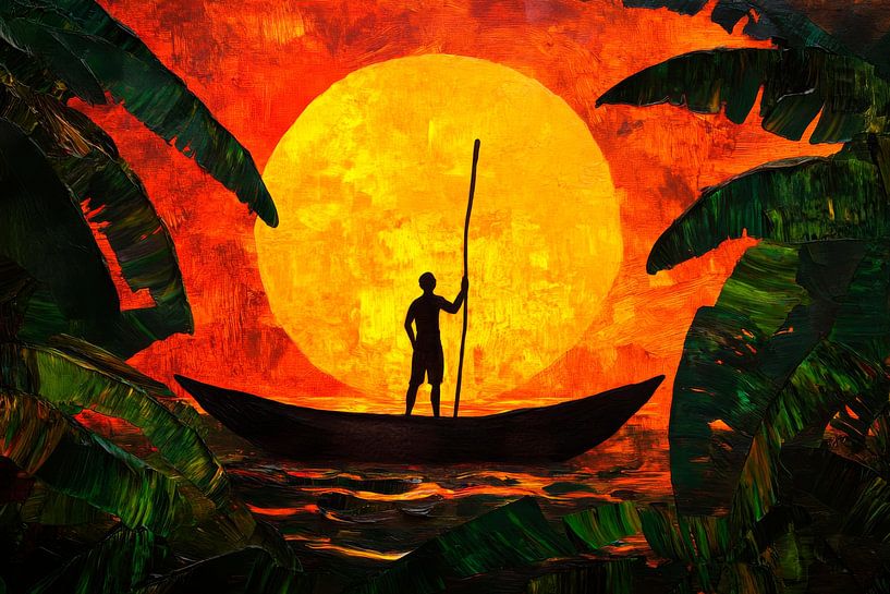 Boot bij zonsondergang van Poster Art Shop