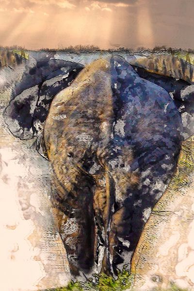 Elefant auf der Straße von Anouschka Hendriks