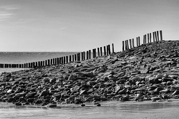 Paalhoofden bij Westkapelle van Zeeland op Foto