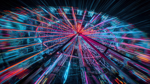 Neon reuzenrad panorama