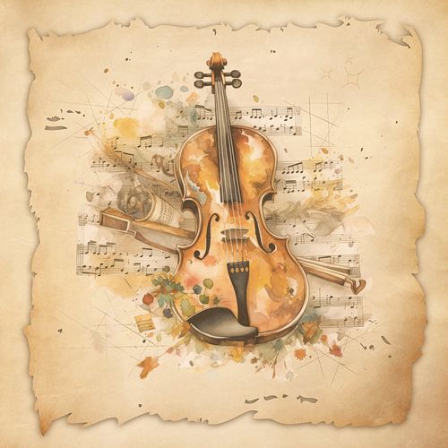 Vintage vioolkunst in antieke stijl voor vioolspelers, violisten