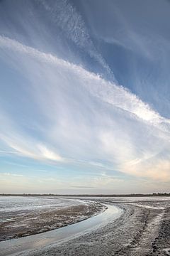 Bewölkter Himmel über dem Wattenmeer bei Paesens Moddergat von Harrie Muis