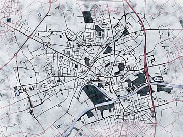 Kaart van Menen in de stijl 'White Winter' van Maporia
