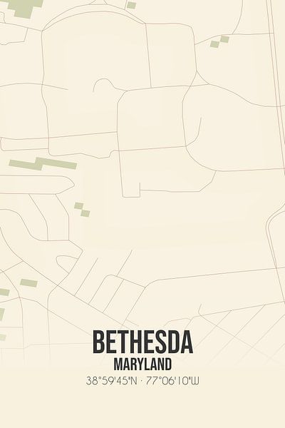 Carte ancienne de Bethesda (Maryland), États-Unis. par Affiches de lieux